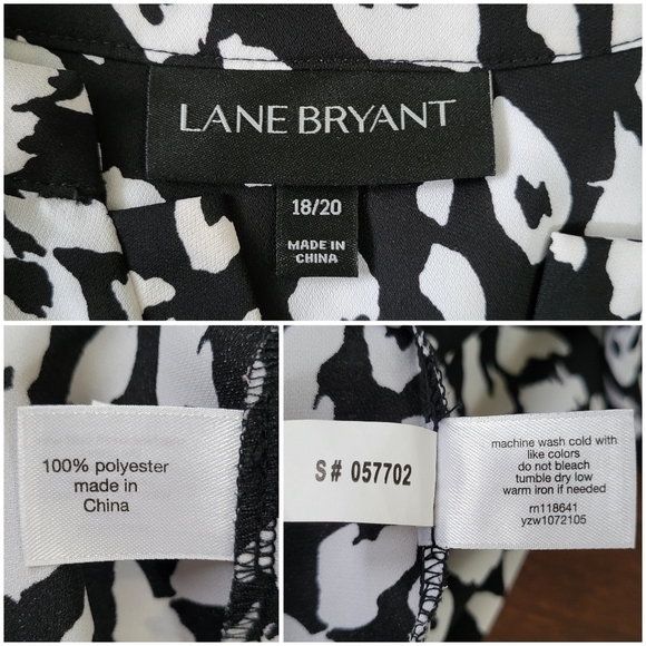 Lane Bryant Black & White Animal Print Split Back Flowy Blouse Top Size 18/20 - Picture 6 of 12